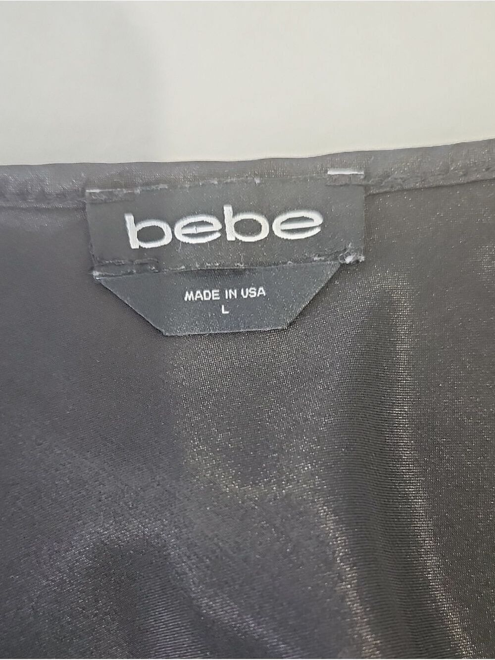 bebe Women's Y2K Vintage Black Satin Mini Slip Dress with Cowl Neck Size Large - Picture 4 of 9